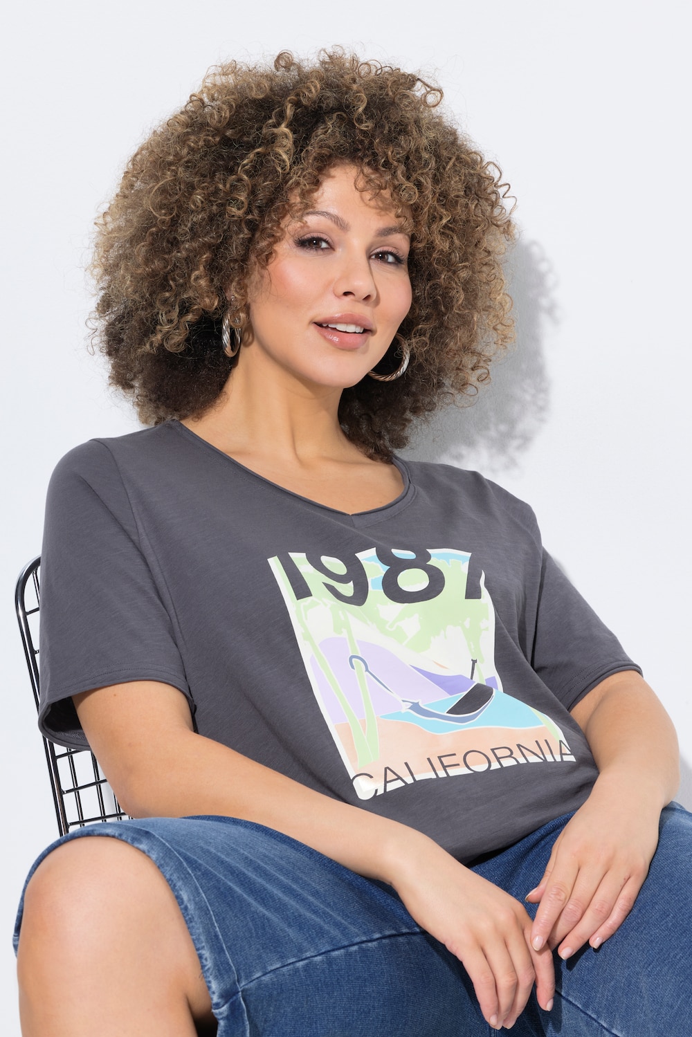 T-Shirt, California, V-Ausschnitt, Halbarm