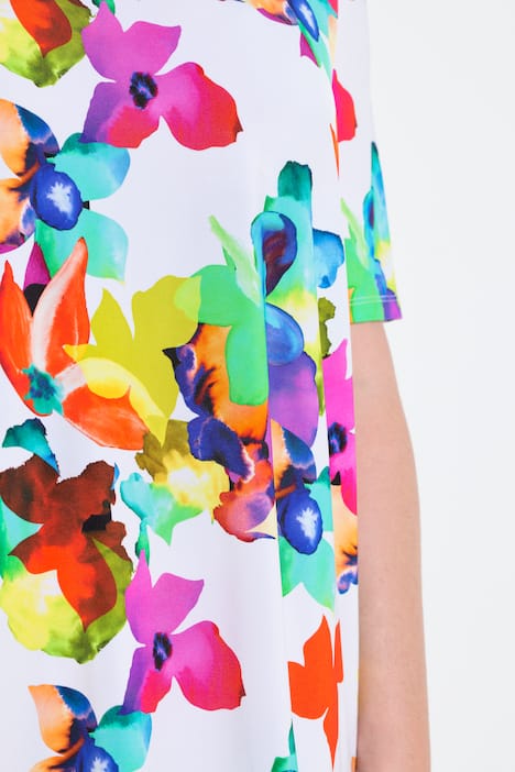 Slinky shirt, bloemen, A-lijn, ronde hals, halve mouwen