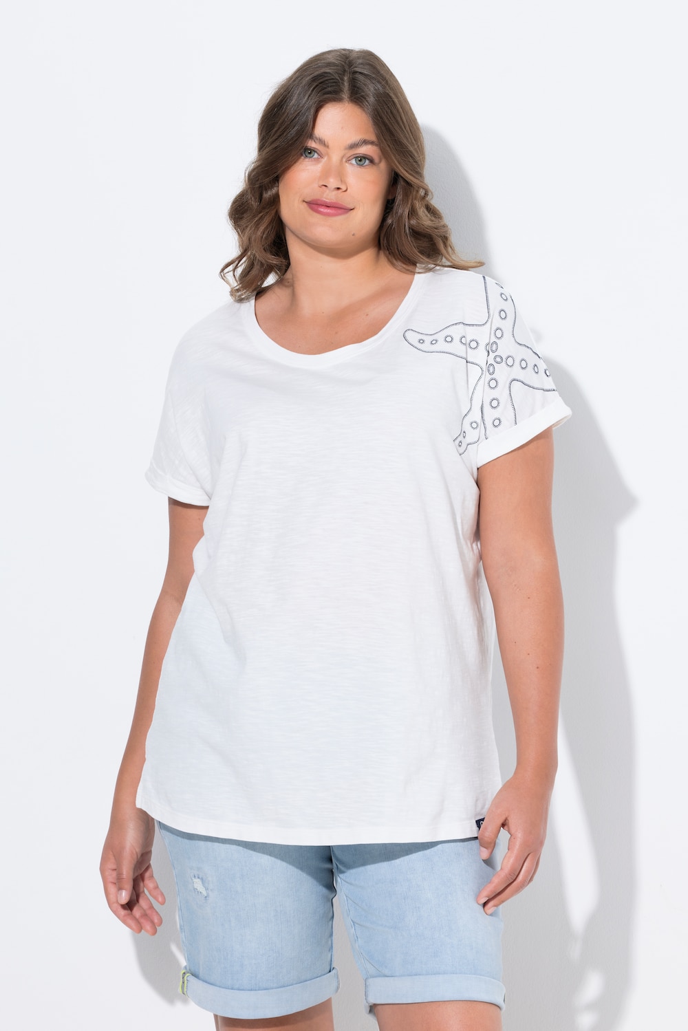 Große Größen T-Shirt, Damen, beige, Größe: 40/42, Baumwolle, LAURASON