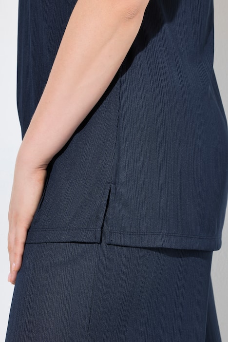 Top, ribjersey, A-lijn, carréhals, mouwloos