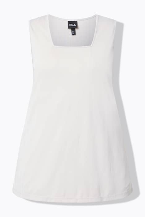 Top, ribjersey, A-lijn, carréhals, mouwloos