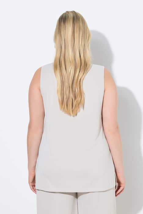 Top, ribjersey, A-lijn, carréhals, mouwloos