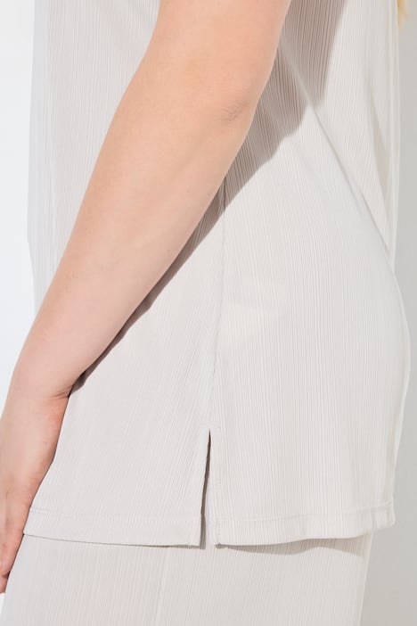 Top, ribjersey, A-lijn, carréhals, mouwloos