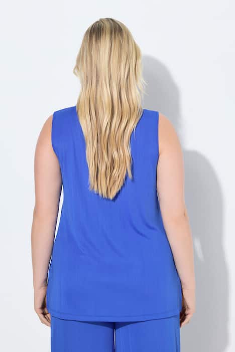 Top, ribjersey, A-lijn, carréhals, mouwloos