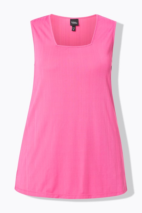 Top, ribjersey, A-lijn, carréhals, mouwloos