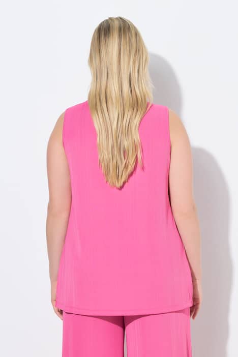 Top, ribjersey, A-lijn, carréhals, mouwloos