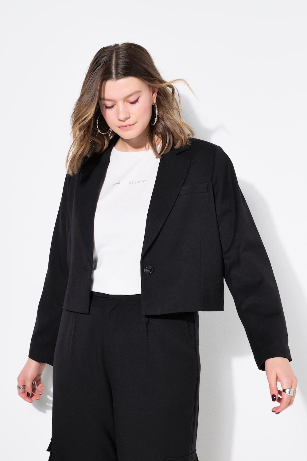 Große Größen Blazer, Damen, schwarz, Größe: 50/52, Polyester/Viskose, Studio Untold