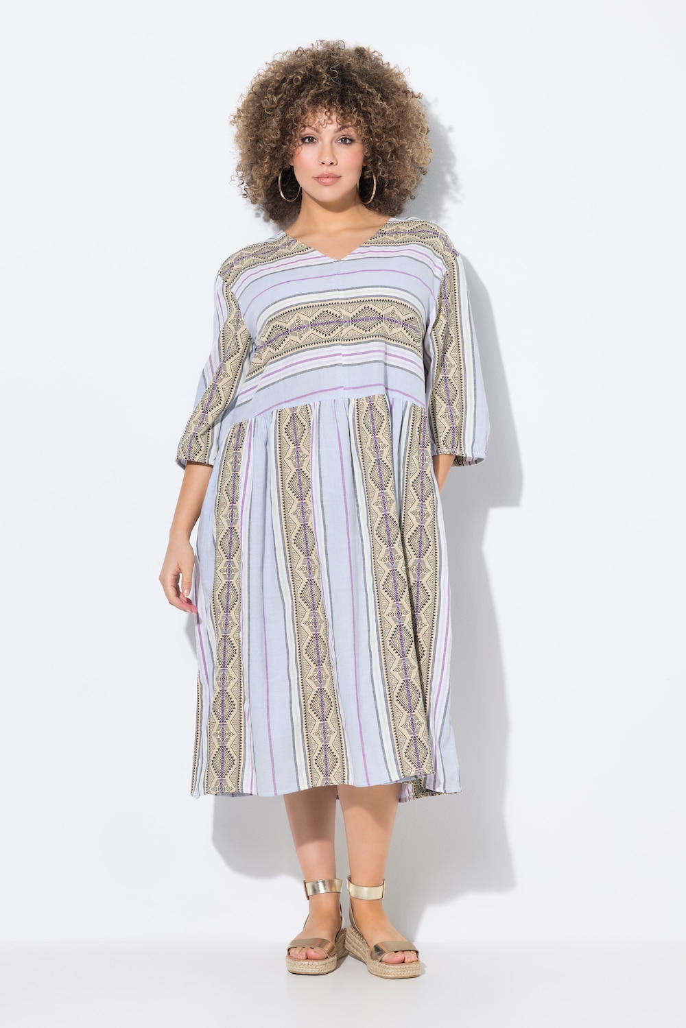 Große Größen Kaftankleid, Damen, orange, Größe: 46/48, Baumwolle, Ulla Popken