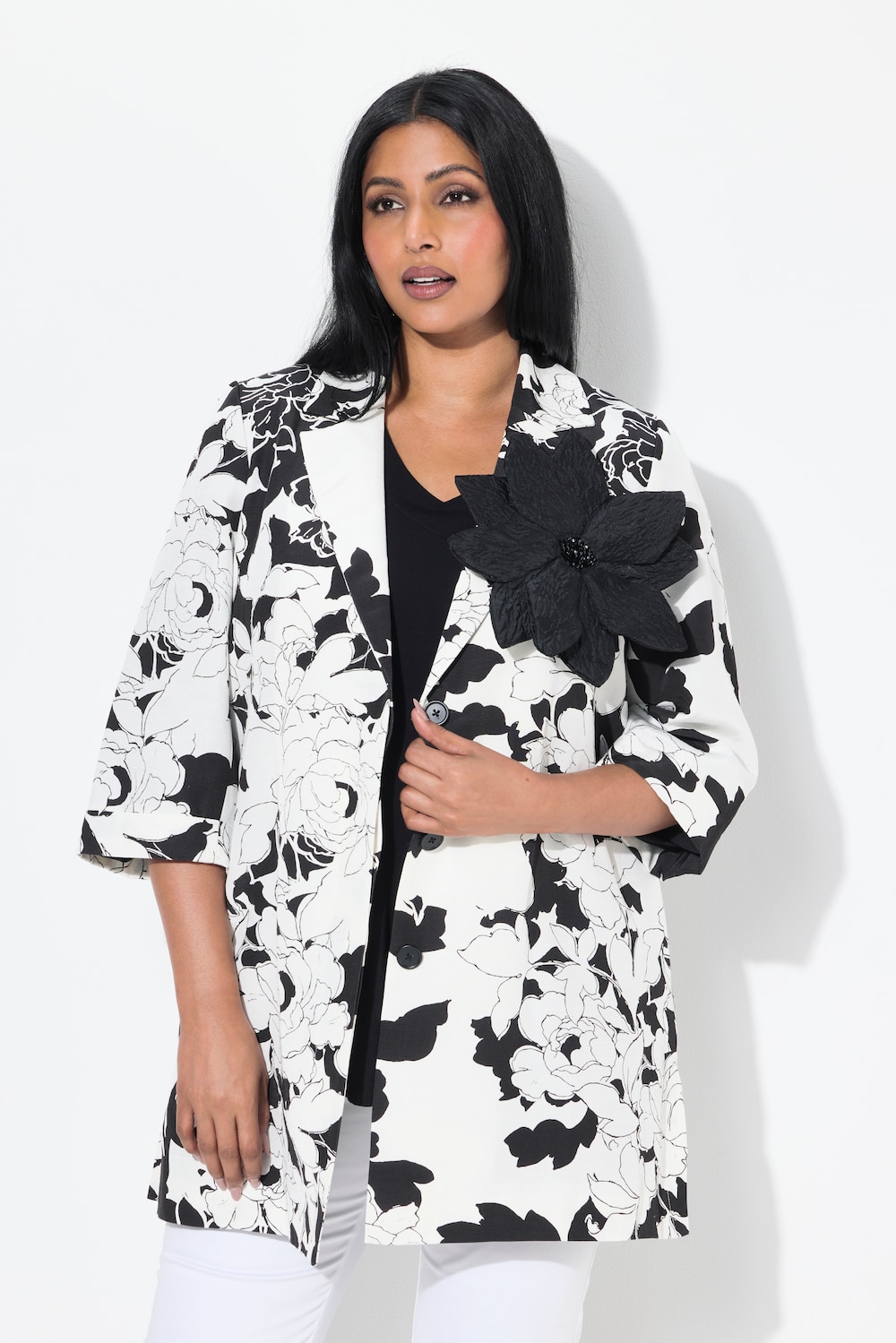 Große Größen Jacke, Damen, weiß, Größe: 42/44, Polyester/Baumwolle/Viskose, Ulla Popken