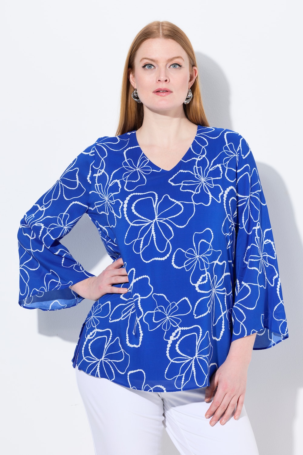 Große Größen Shirtbluse, Damen, blau, Größe: 42/44, Viskose, Ulla Popken