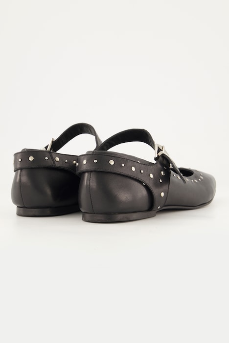 Leren ballerina's, sierstuds, wijdte H