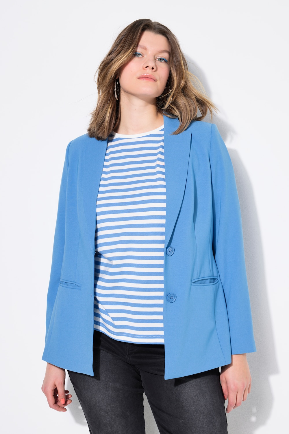 Thumbnail - Große Größen Blazer, Damen, blau, Größe: 42, Polyester/Viskose, Studio Untold