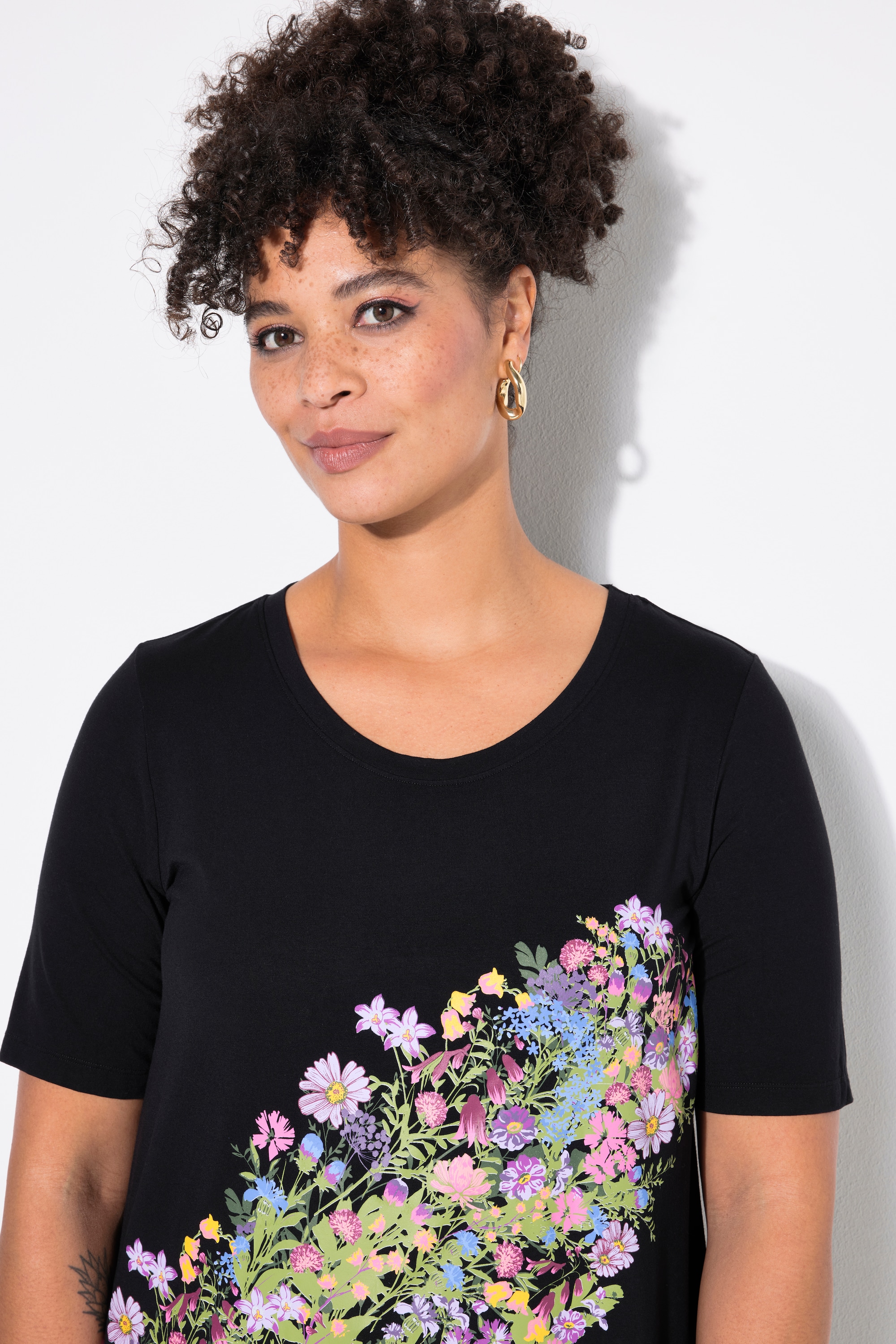 MIAMODA Damen große Größen T Shirt A Linie Blumen Motiv 838782