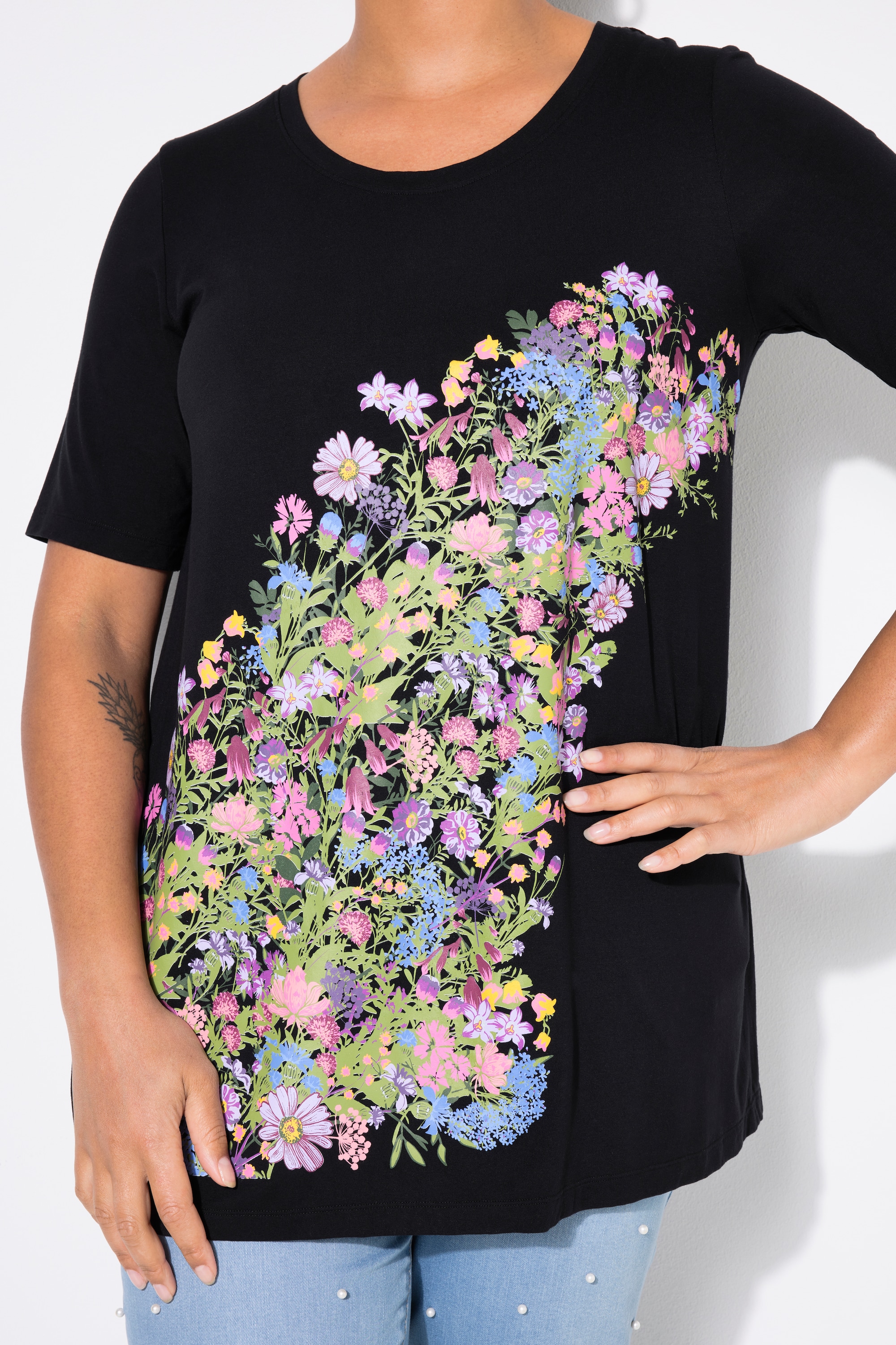MIAMODA Damen große Größen T Shirt A Linie Blumen Motiv 838782