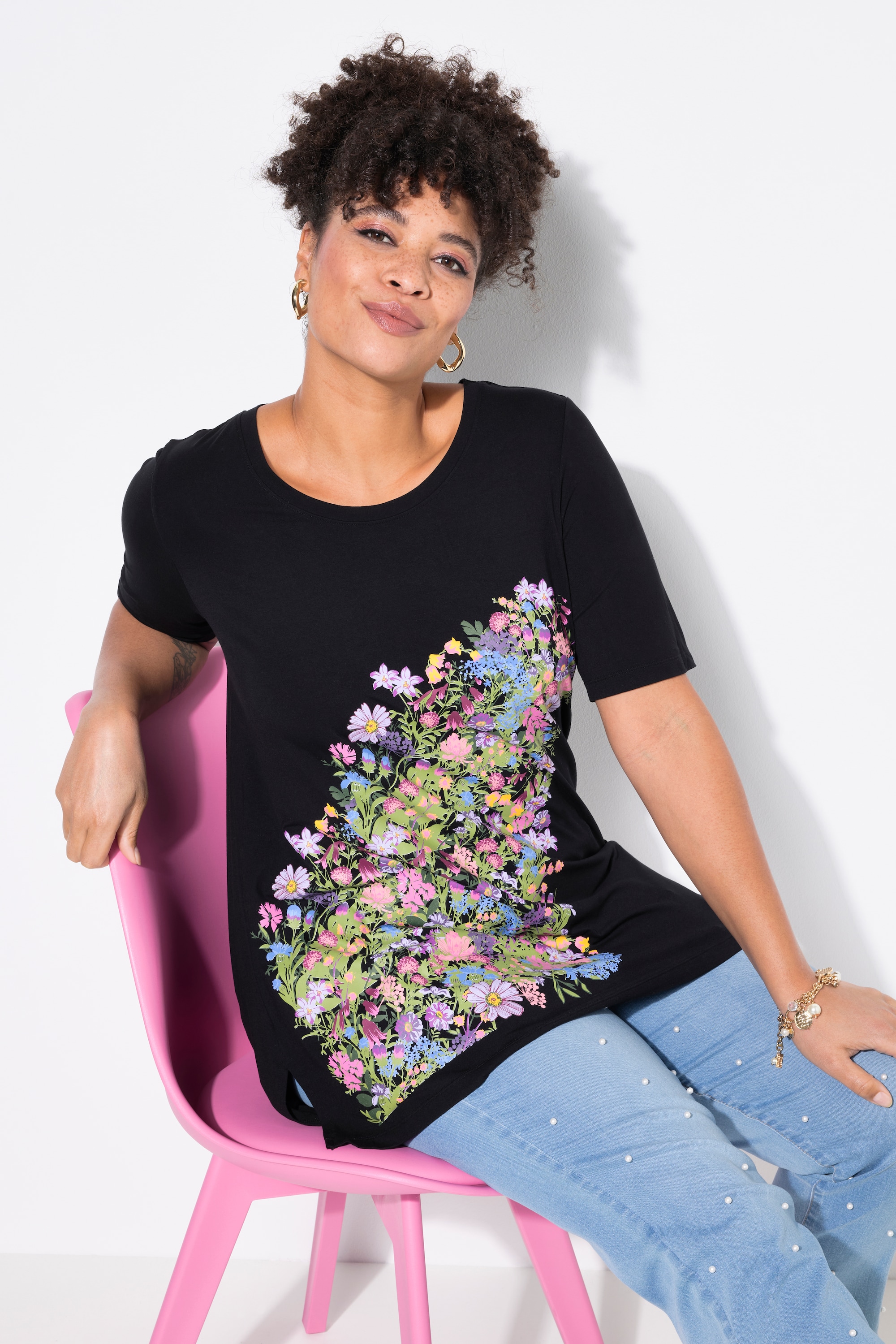 MIAMODA Damen große Größen T Shirt A Linie Blumen Motiv 838782