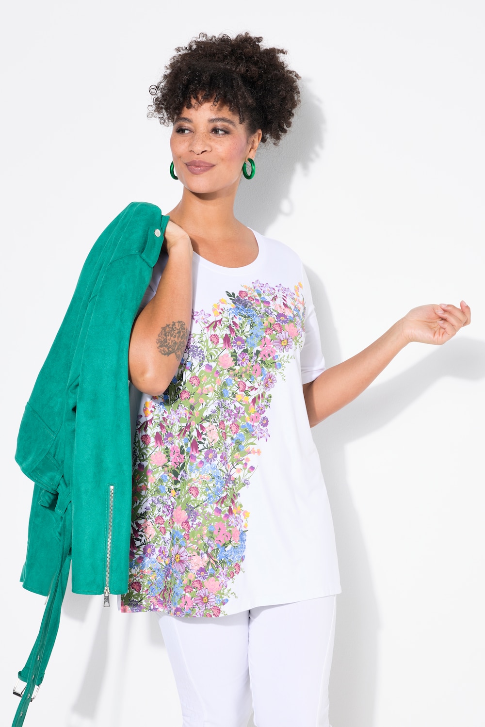 T-shirt, A-lijn, bloemenmotief