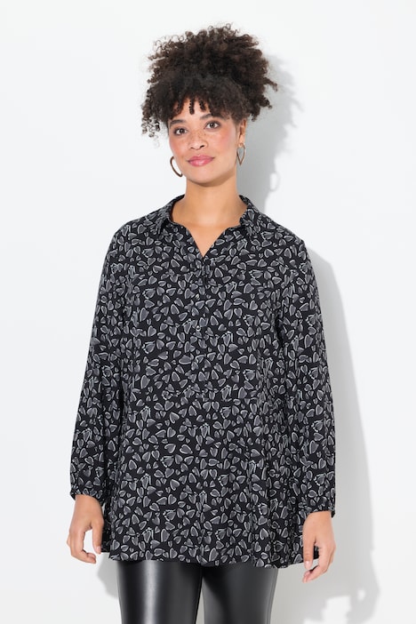 Bluse, A-Linie, Herz-Muster