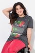 T-shirt, straight fit, bloemen en statement