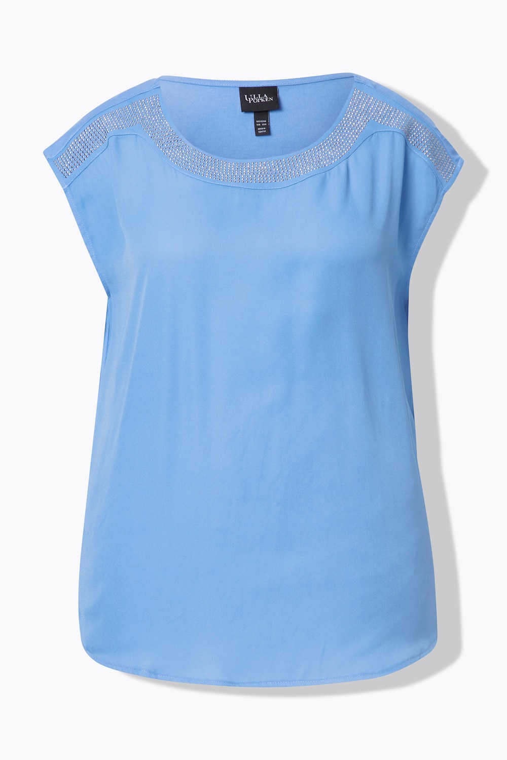 Stora storlekar Topp, Dam, blå, storlek: 42/44, Polyester/Viskos, Ulla Popken