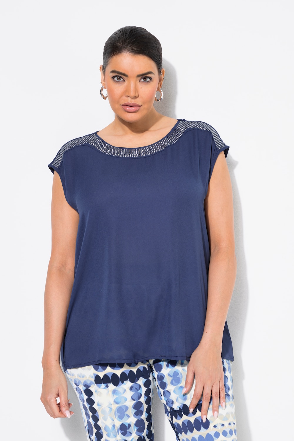 Thumbnail - Große Größen Shirt, Damen, blau, Größe: 54/56, Polyester/Viskose, Ulla Popken