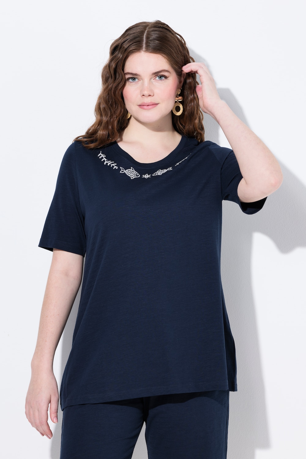 Große Größen T-Shirt, Damen, blau, Größe: 42/44, Baumwolle, Ulla Popken