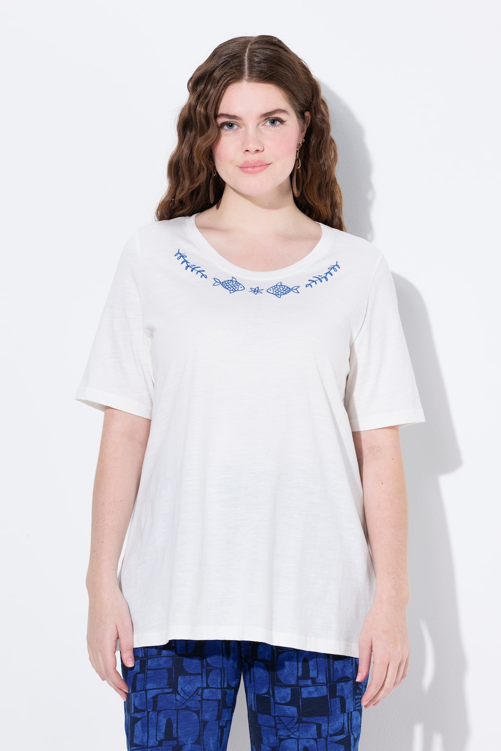 Große Größen T-Shirt, Damen, beige, Größe: 42/44, Baumwolle, Ulla Popken