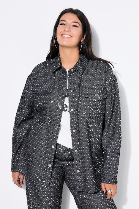 Camisa, oversize, lentejuelas, look vaquero