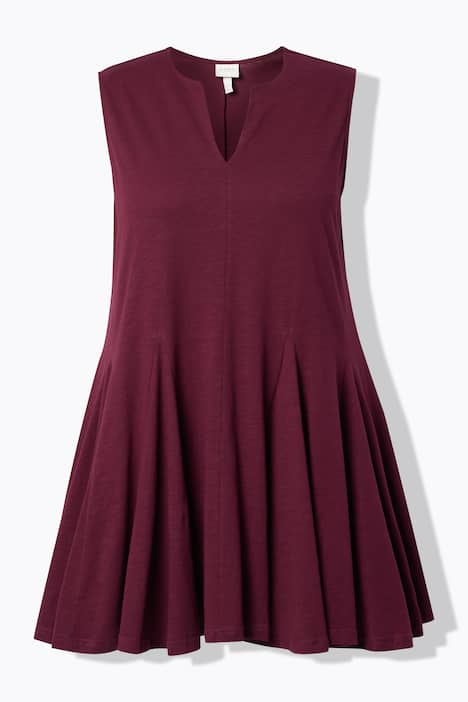 Top, A-Linie, Tunika-Ausschnitt, ärmellos, Biobaumwolle