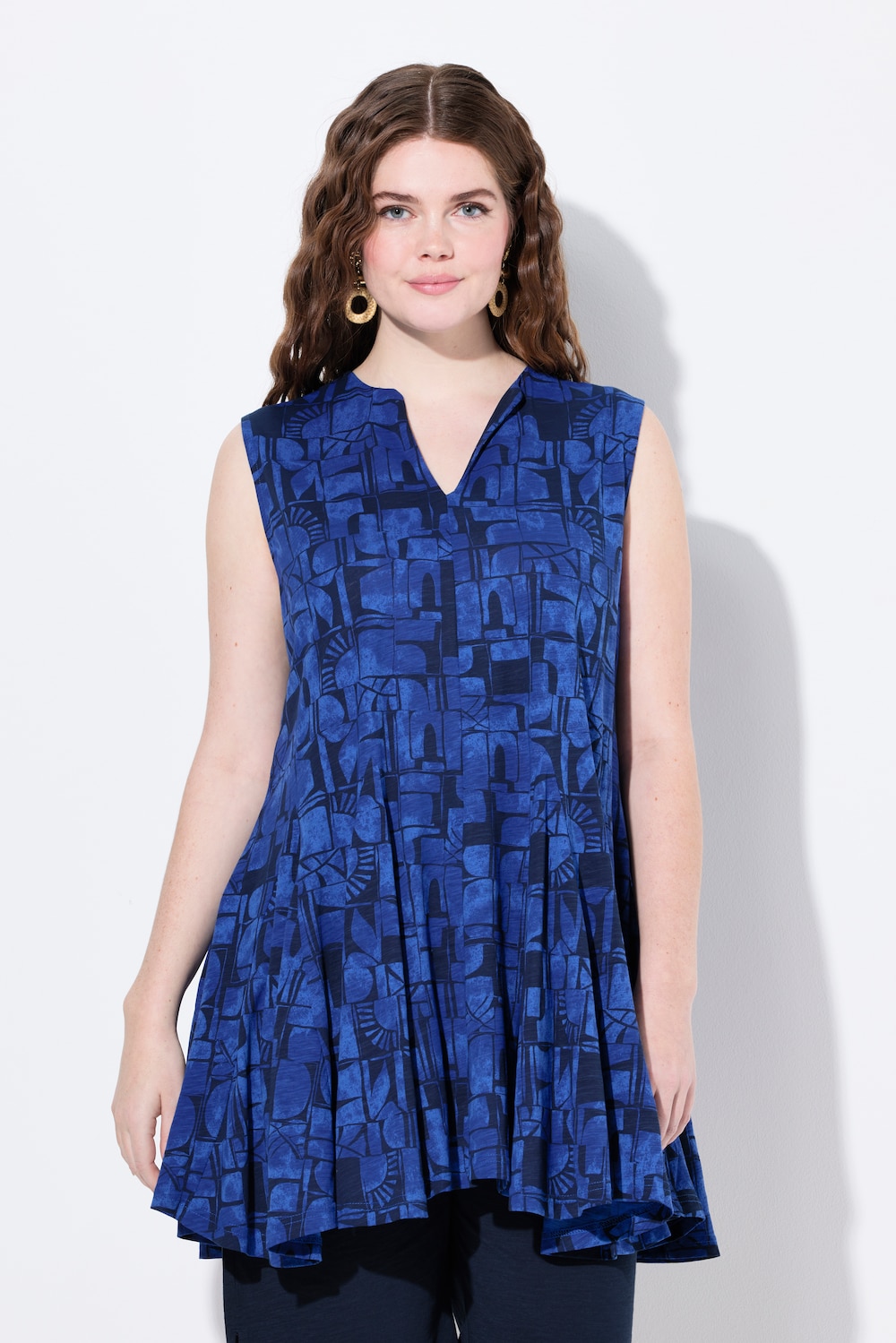 Große Größen Top, Damen, blau, Größe: 50/52, Baumwolle, Ulla Popken