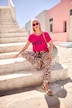 T-shirt, opschrift, oversized, ronde hals, rimpelband