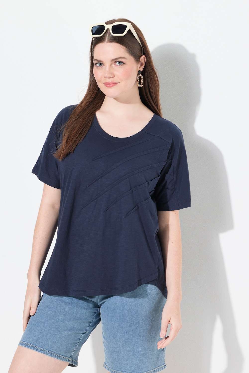 Große Größen T-Shirt, Damen, blau, Größe: 50/52, Baumwolle, Ulla Popken