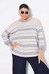 Pullover, striber, oversized, rund hals, 3/4-ærmer