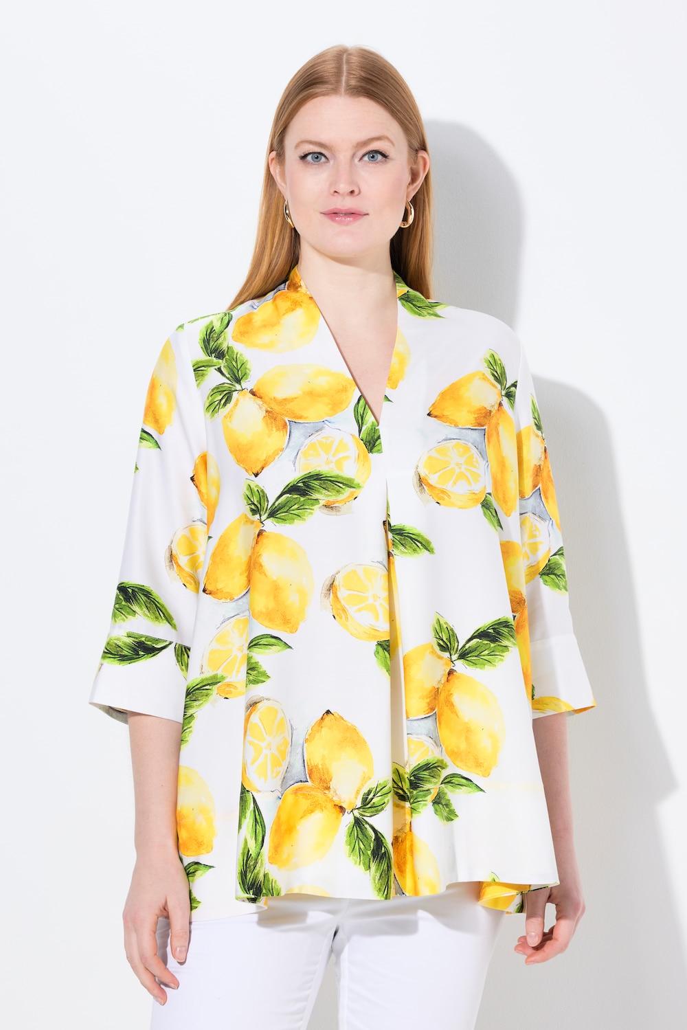 Große Größen Lyocell-Tunika, Damen, weiß, Größe: 46/48, Synthetische Fasern, Ulla Popken