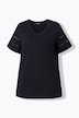 T-shirt, opengewerkt borduursel, A-lijn, V-hals, vleugelmouw