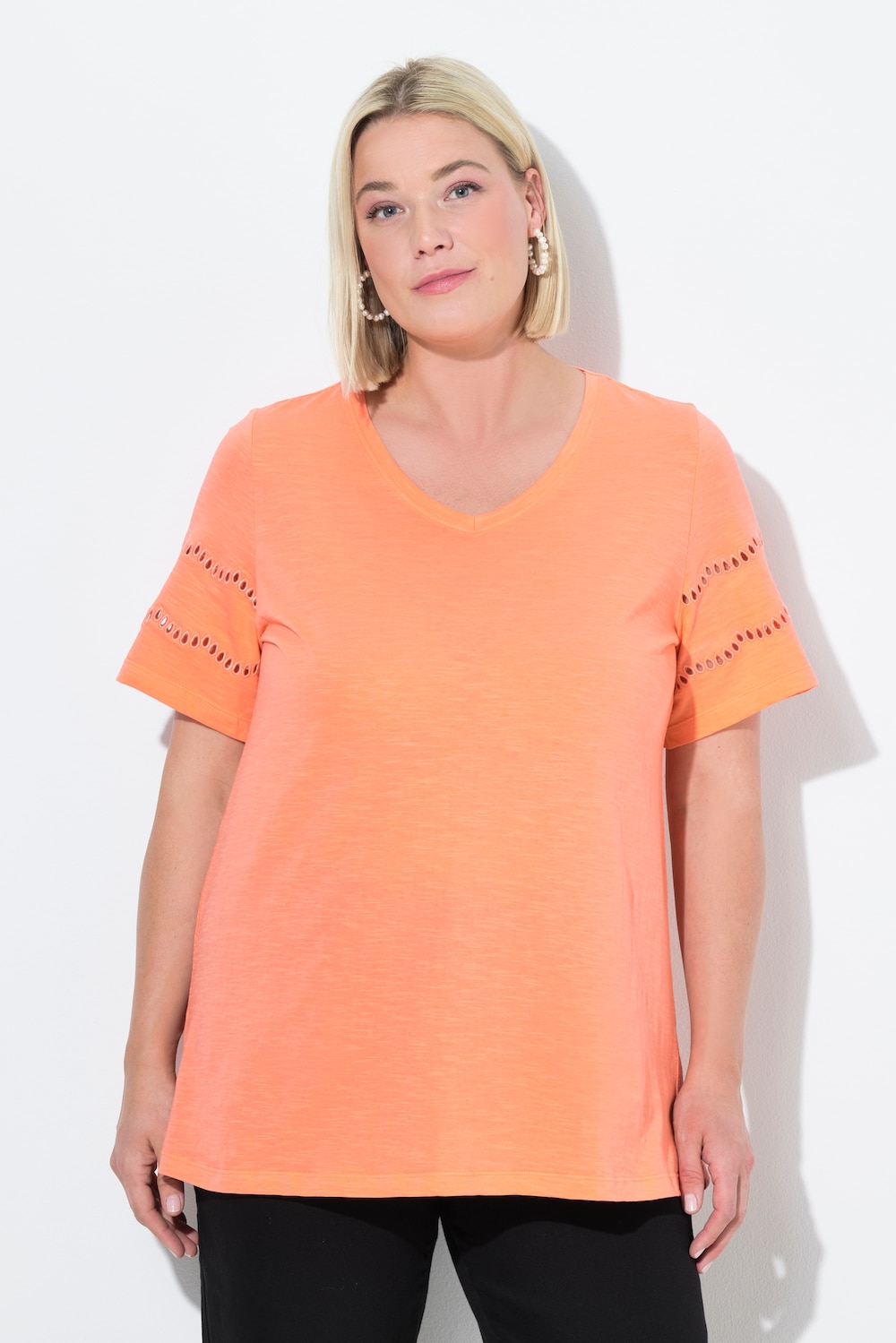 Große Größen T-Shirt, Damen, orange, Größe: 50/52, Baumwolle, Ulla Popken