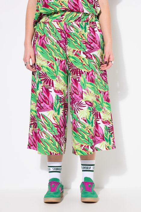 Lush Jungle Print Elastic Waist Culottes