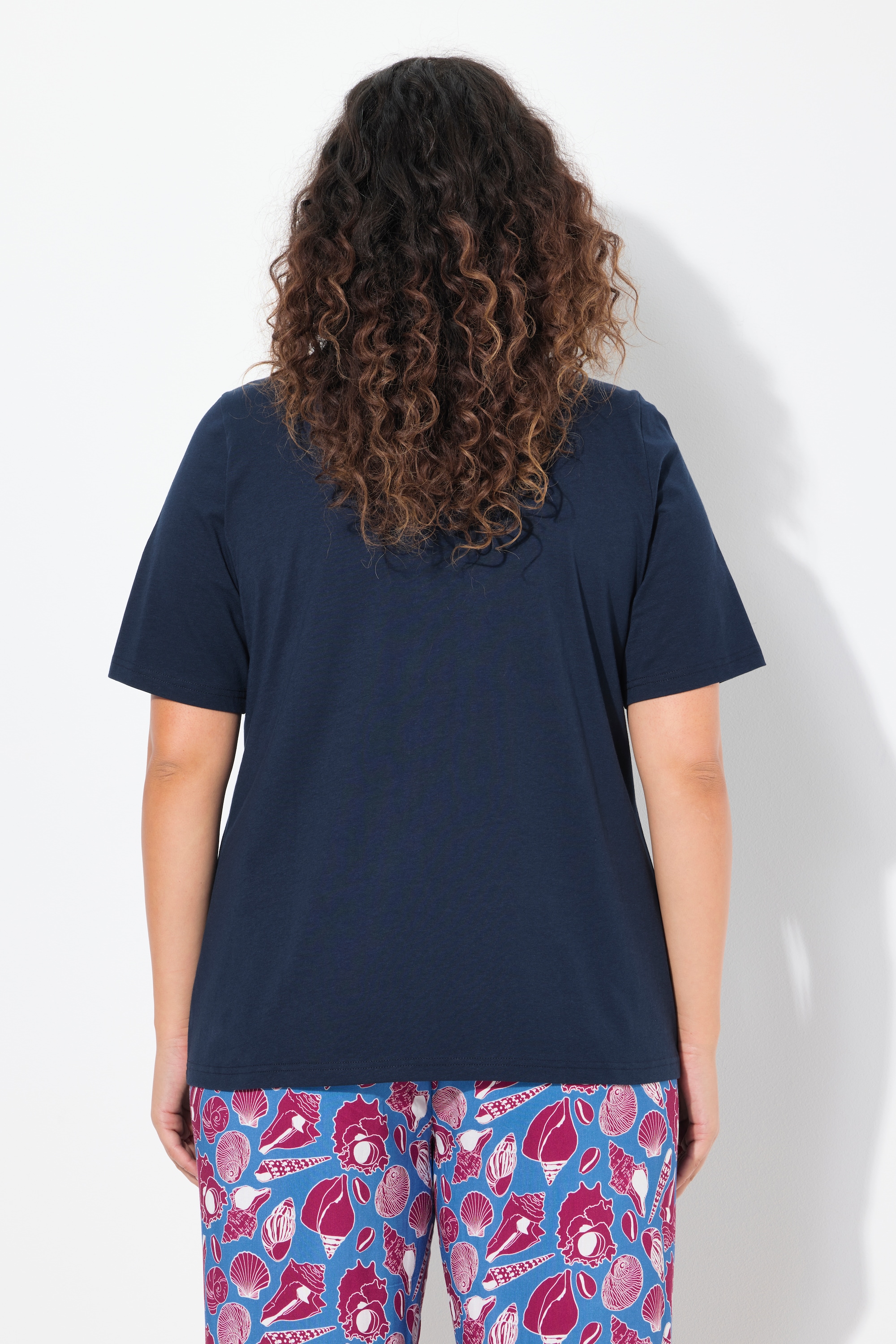 Ulla Popken Damen große Größen T Shirt Seestern Classic V Ausschnitt