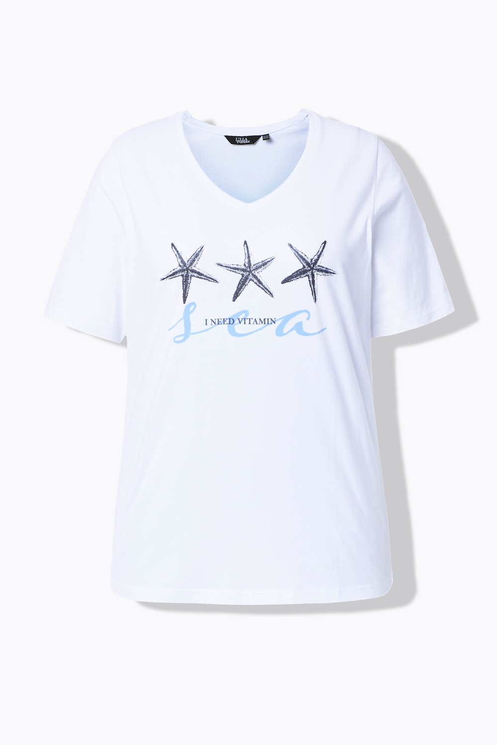 Stora storlekar T-shirt, Dam, vit, storlek: 46/48, Bomull, Ulla Popken
