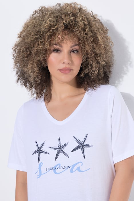 T-Shirt, Seestern, Classic, V-Ausschnitt, Halbarm