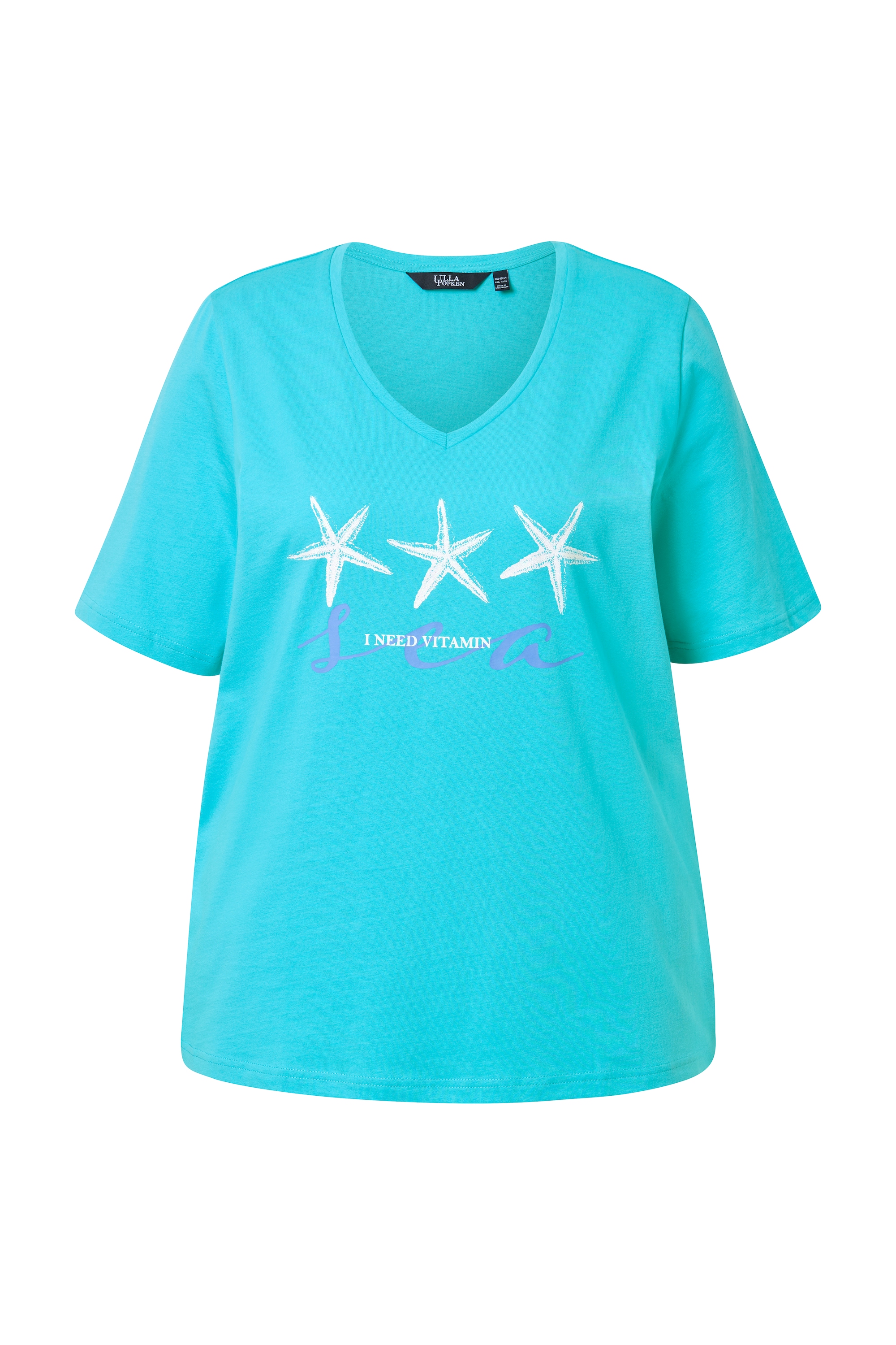 Ulla Popken Damen große Größen T Shirt Seestern Classic V Ausschnitt
