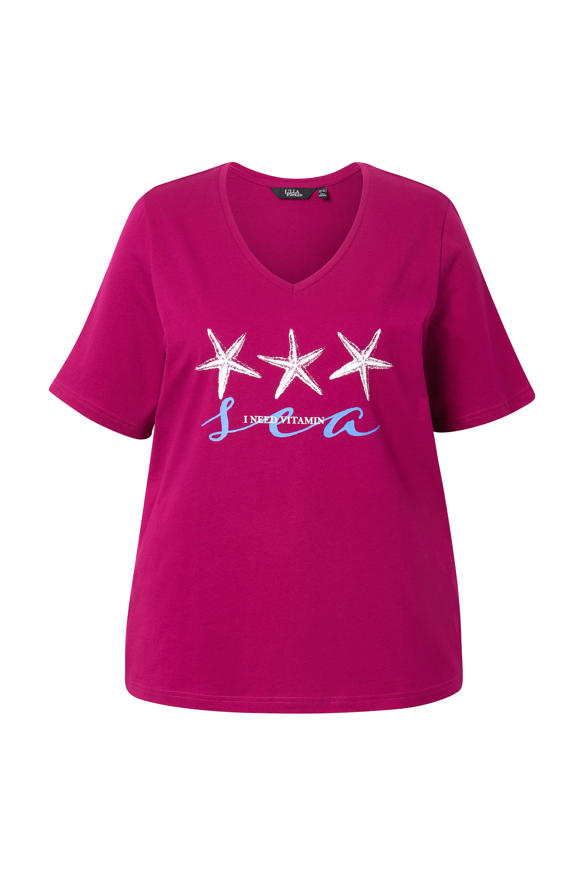 Ulla Popken Damen große Größen T Shirt Seestern Classic V Ausschnitt