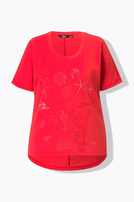 T-Shirt, Meerestiere, Oversized, Rundhals, Halbarm