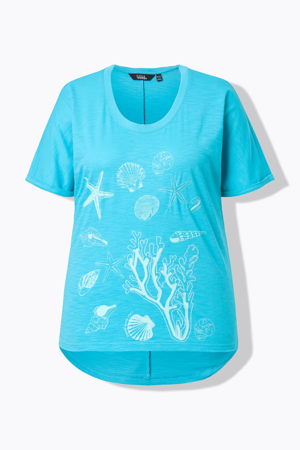 Stora storlekar T-shirt, Dam, turkos, storlek: 54/56, Syntetfibrer/Bomull, Ulla Popken