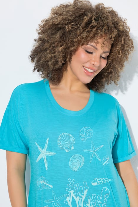 T-Shirt, Meerestiere, Oversized, Rundhals, Halbarm