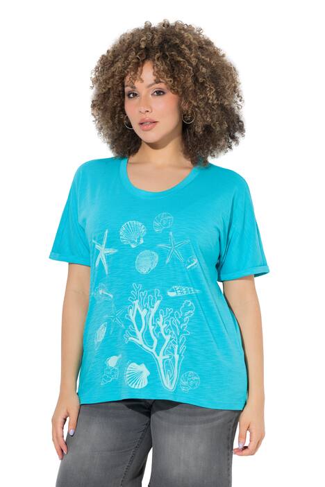Tričko, podmořská zvířata, oversize, kulatý výstřih, krátké rukávy