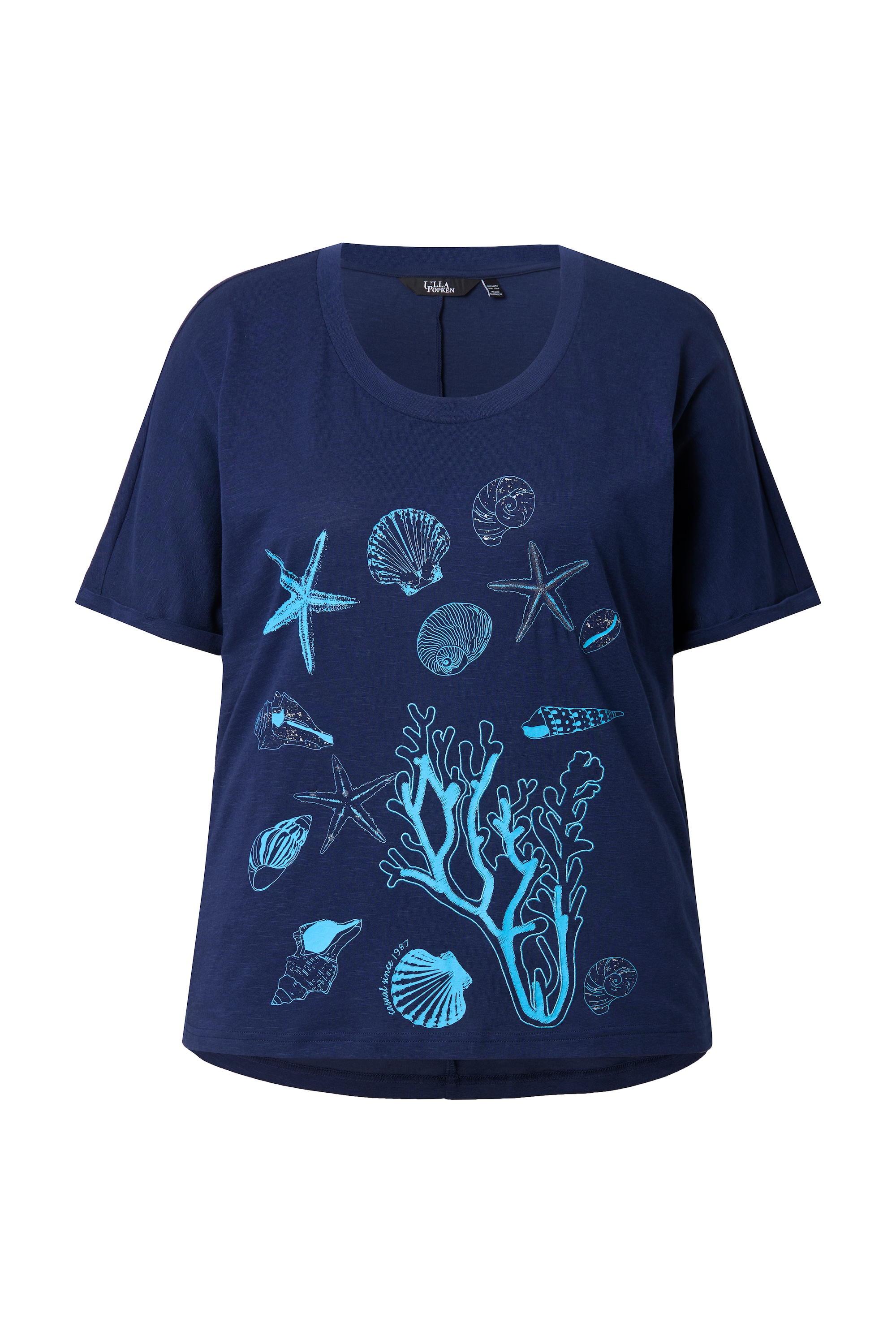 Ulla Popken Damen große Größen T Shirt Meerestiere Oversized Rundhals