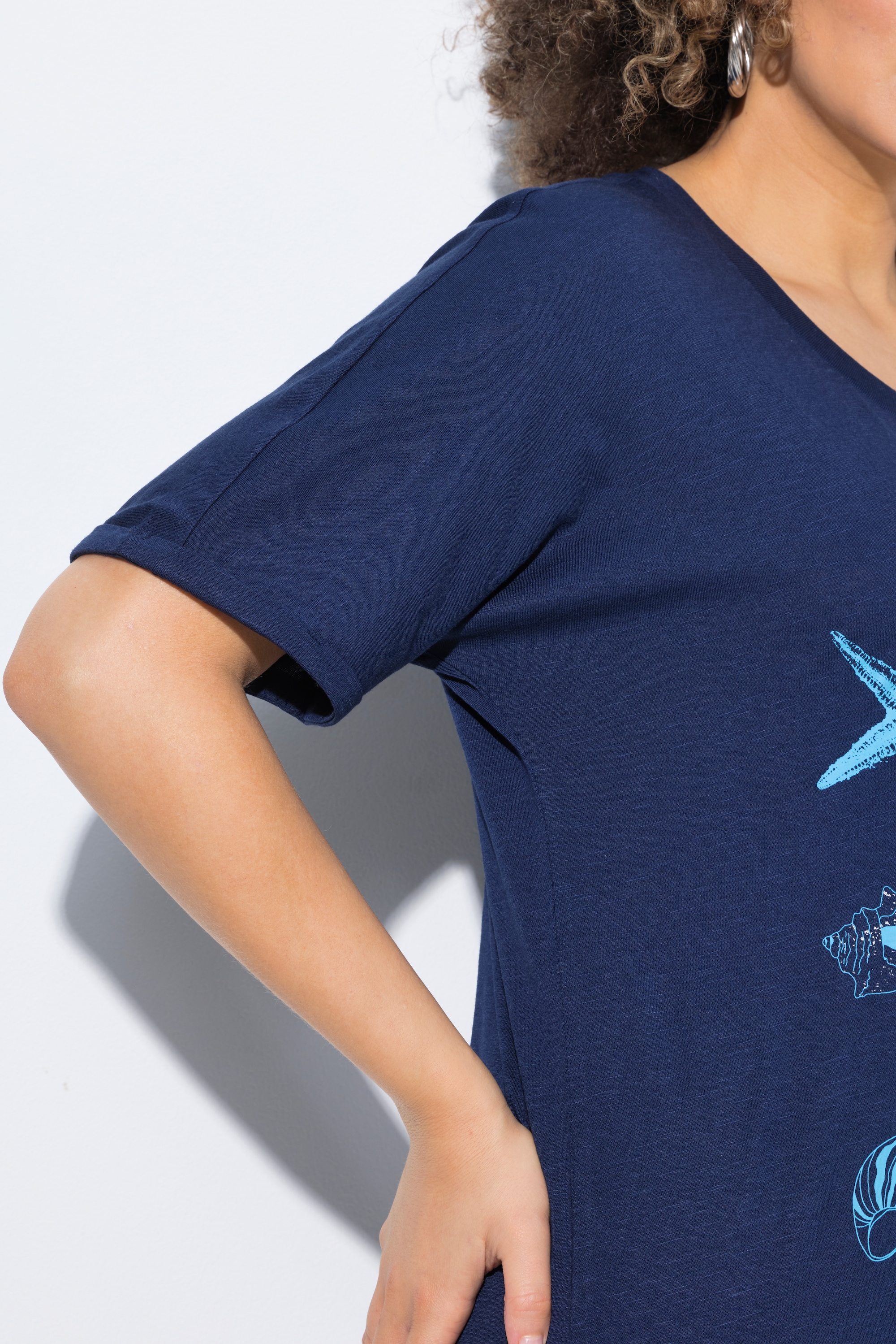 Ulla Popken Damen große Größen T Shirt Meerestiere Oversized Rundhals