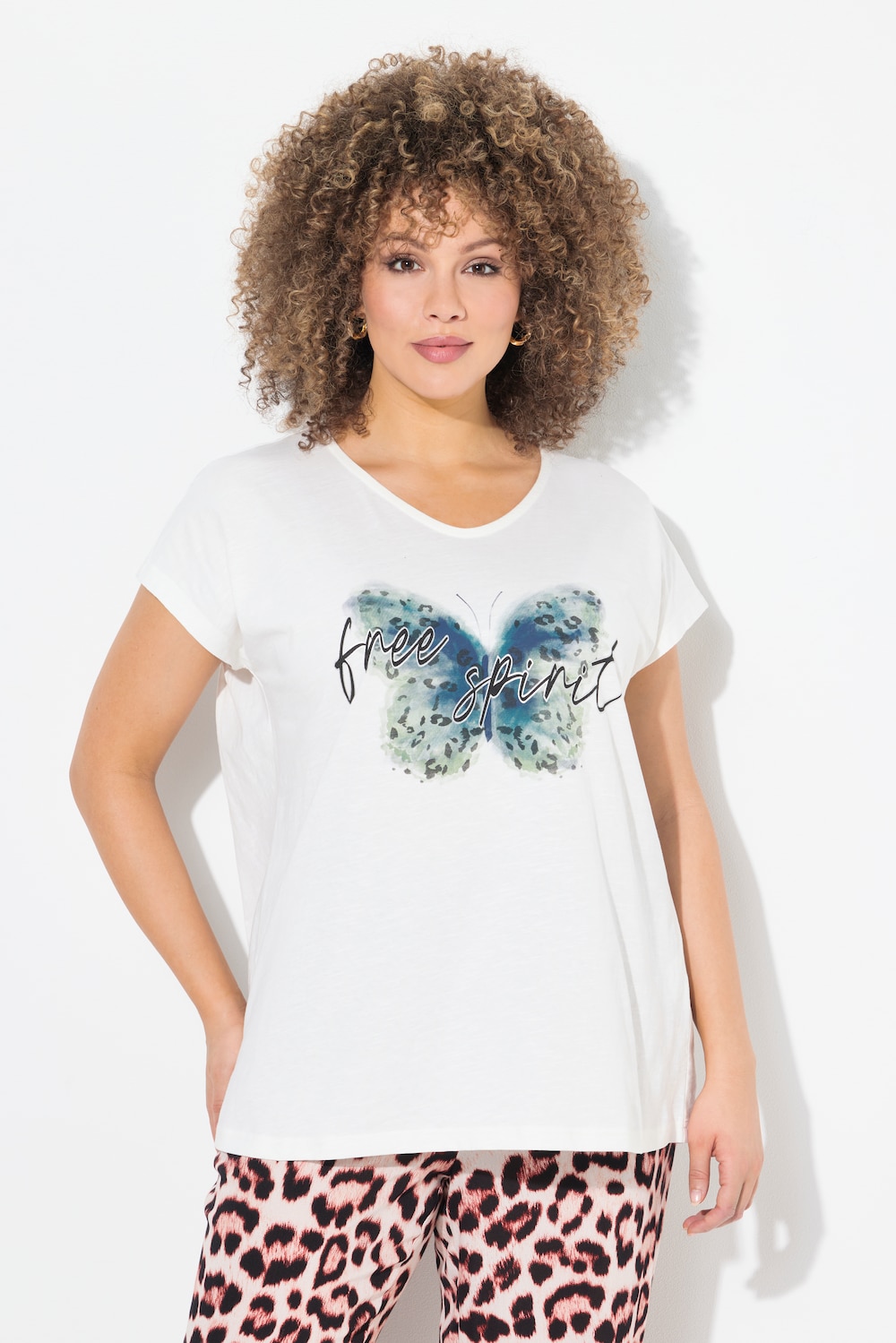 Große Größen T-Shirt, Damen, beige, Größe: 42/44, Baumwolle, Ulla Popken