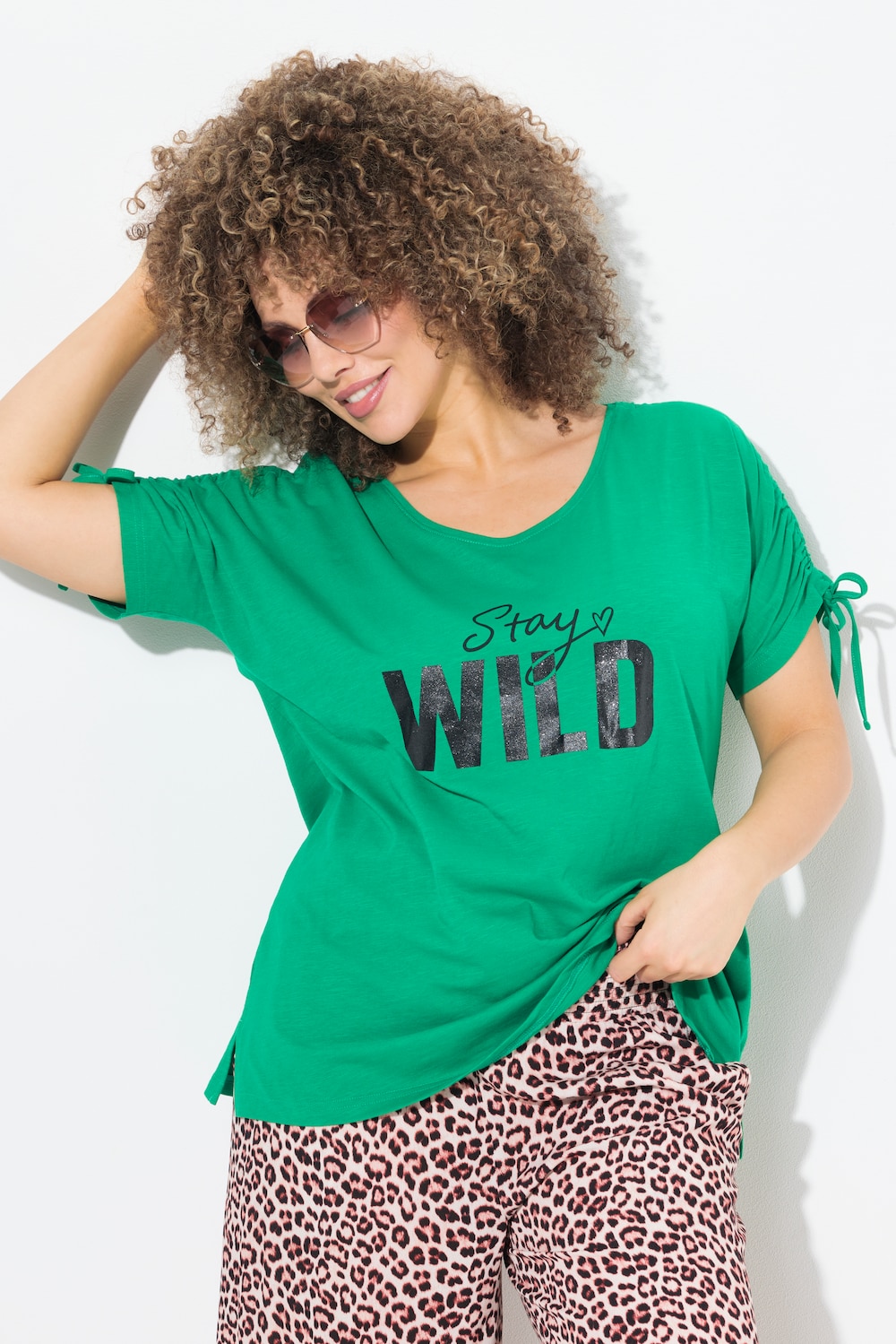 T-Shirt, Schriftzug, Oversized, Rundhals, Raffband
