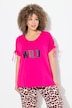 T-shirt, opschrift, oversized, ronde hals, rimpelband
